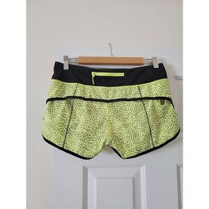 Lululemon Women Run Times Short 4" Dottie Dash Clarity Yellow Black Polka Dot 6